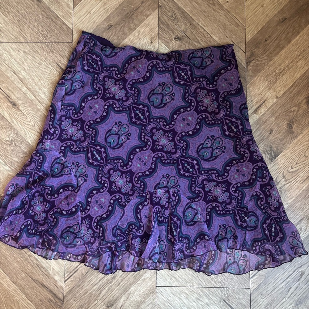 Allison Taylor Purple Patterned Women's Midi Skirt